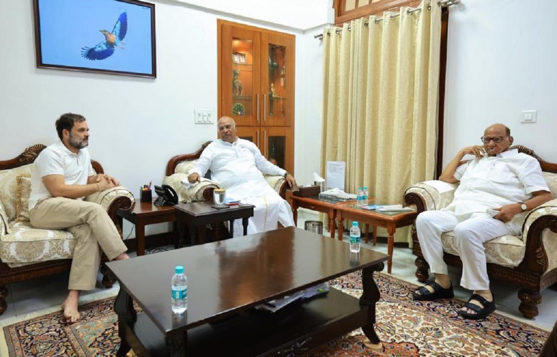 In Photos: Sharad Pawar meets Mallikarjun Kharge and Rahul Gandhi in Delhi