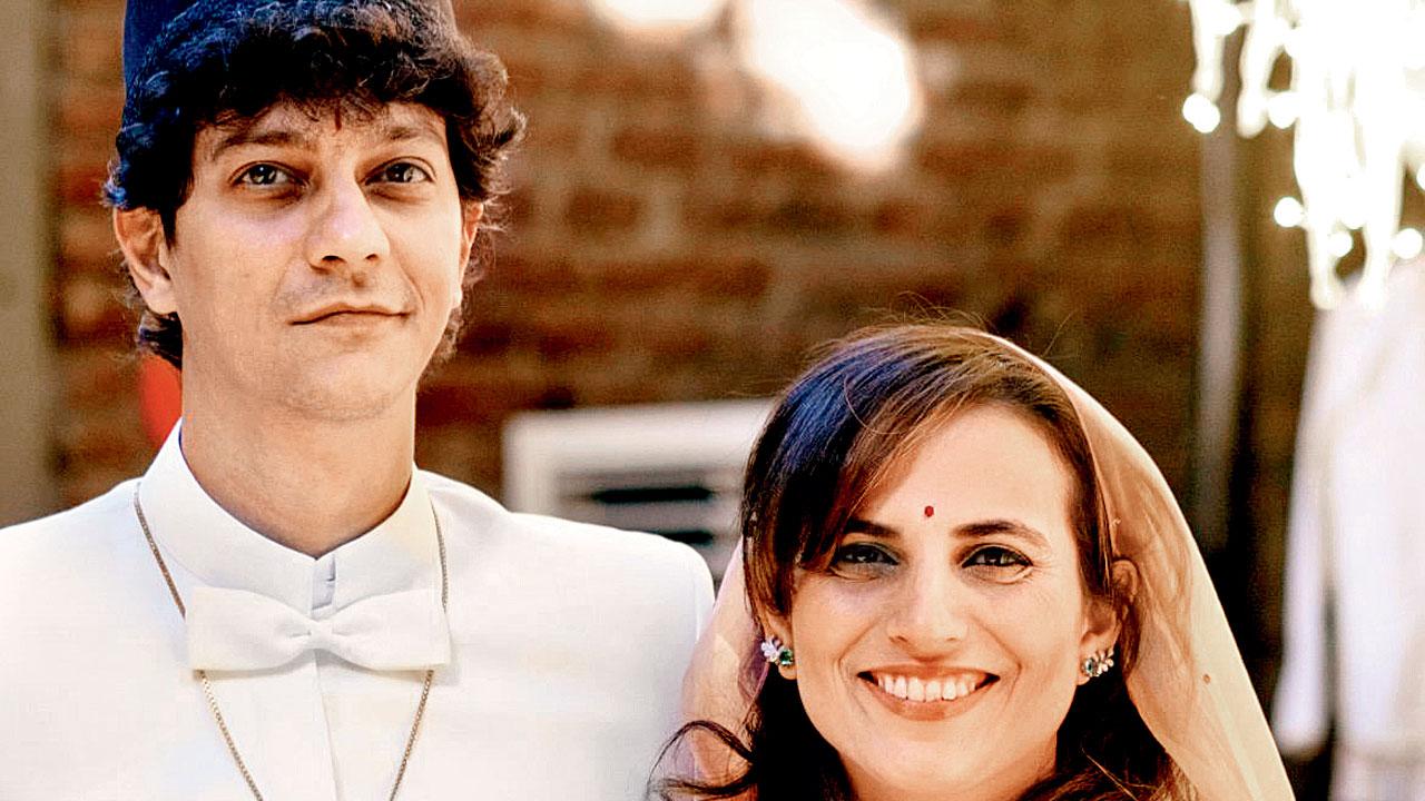 Sanaya Dalal with husband Rishi Kishnani who is part-Parsi, at their son’s Navjote ceremony
