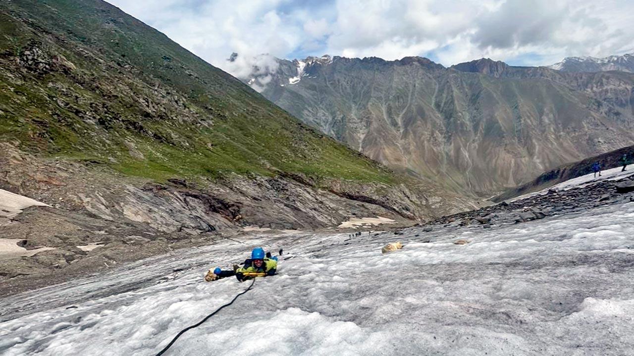 Sharma also trained in crevasse rescue techniques as part of the course