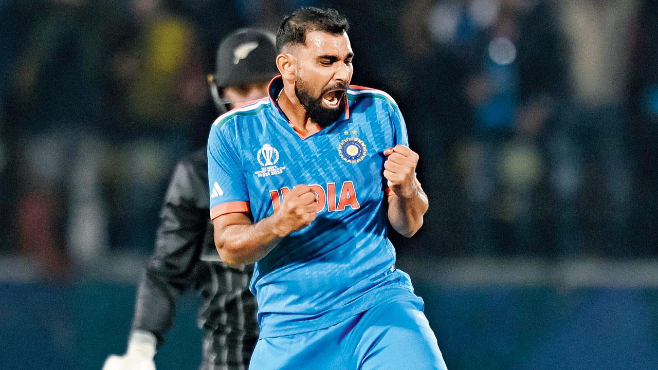 Mohammed Shami celebrates a wicket yesterday. Pic/AFP