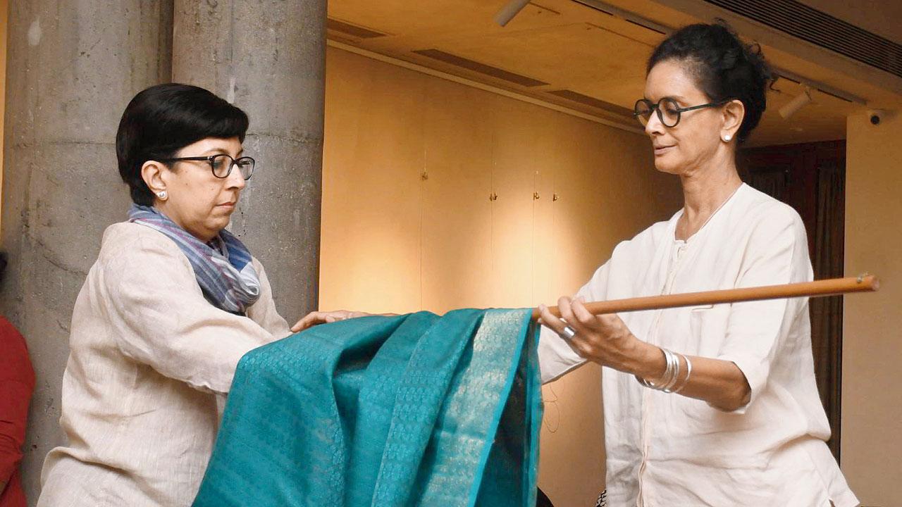 The weavers at Amba, Shroff Patel’s clothing label, travelled with the duo across the 72-kilometre circumference of Mandu to absorb details which could be translated onto the looms