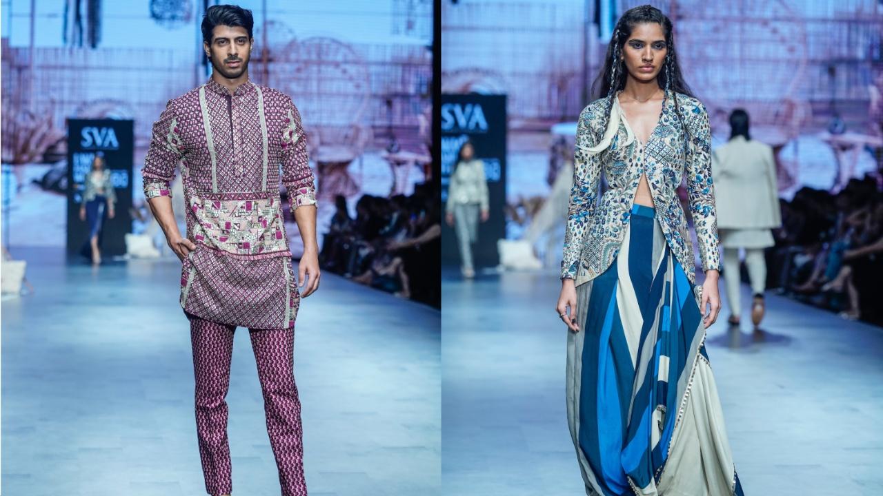 Sonam and Paras Modi’s ‘Safar’ draws inspiration from their expansive archives. Safar masterfully weaves together motifs and textures, breathing new life into the familiar. The collection embraces daring splashes of merlot and tantalising metallic accents that shimmer like stars in the night sky.