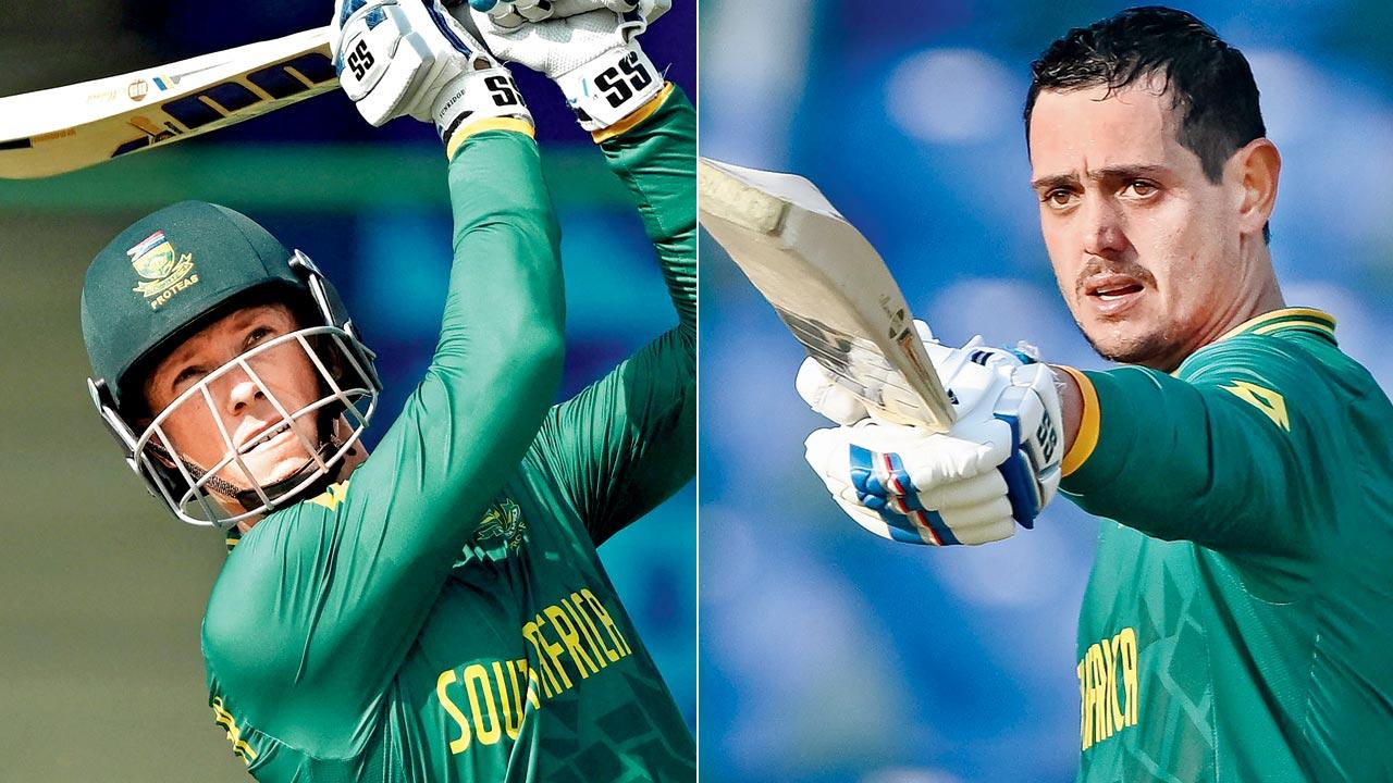 Rassie van der Dussen. Pic/AFP; (right) Quinton de Kock