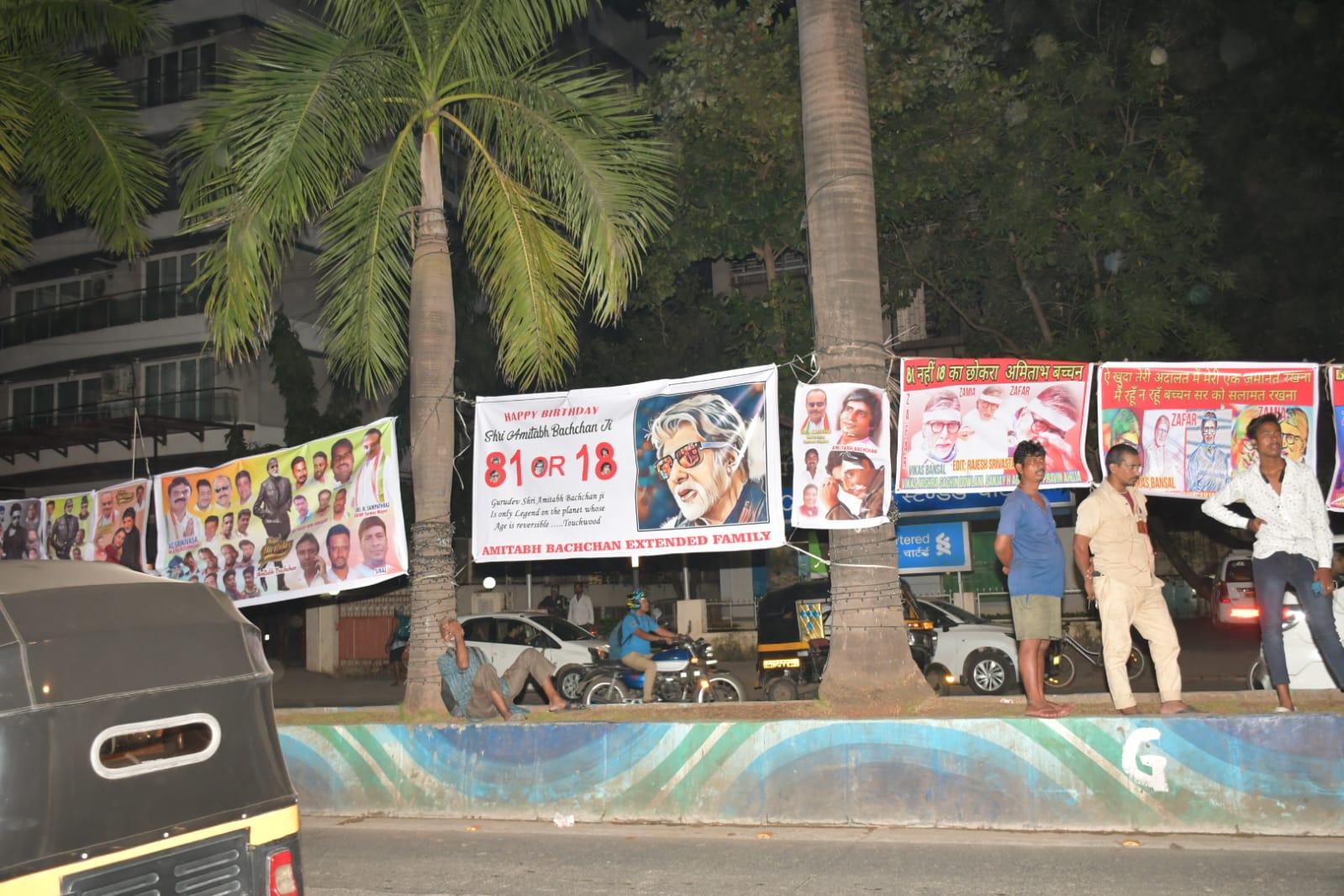 In honor of Amitabh Bachchan, Juhu Tara Road was decked out with posters with Amitabh's face greeting you at every corner 