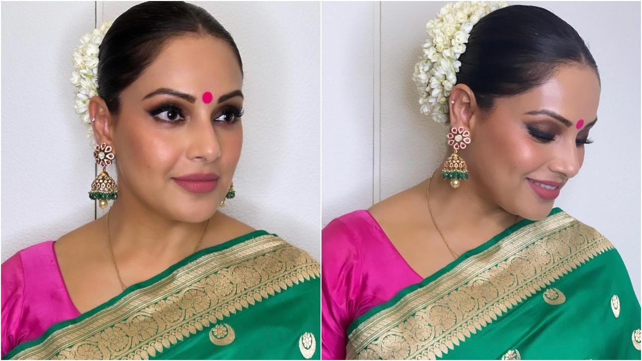 Bipasha Basu looked absolutely ethereal in her beautiful green saree with heavy border accents