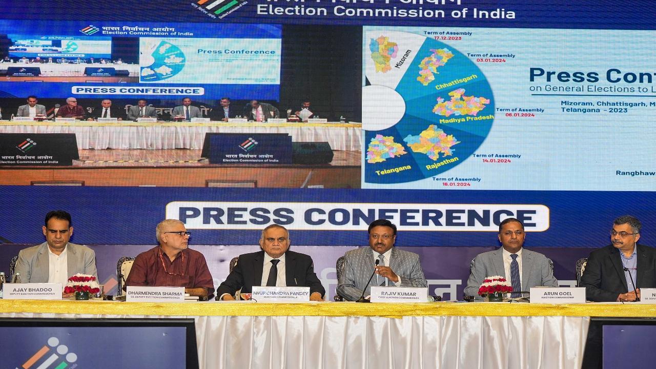 Election Commission announces dates for upcoming assembly polls in five states; voting from November 7 to 30, counting on December 3