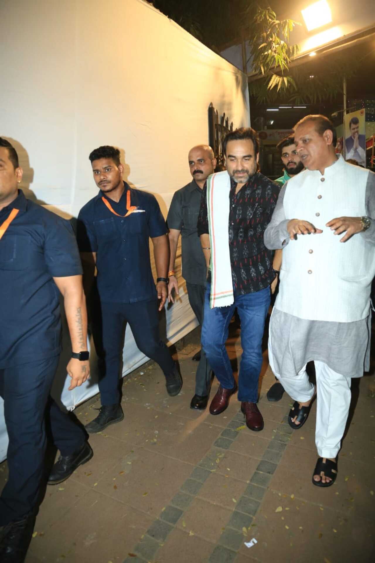 National award-winning actor Pankaj Tripathi opted for a simple look as he attended the dandiya utsav