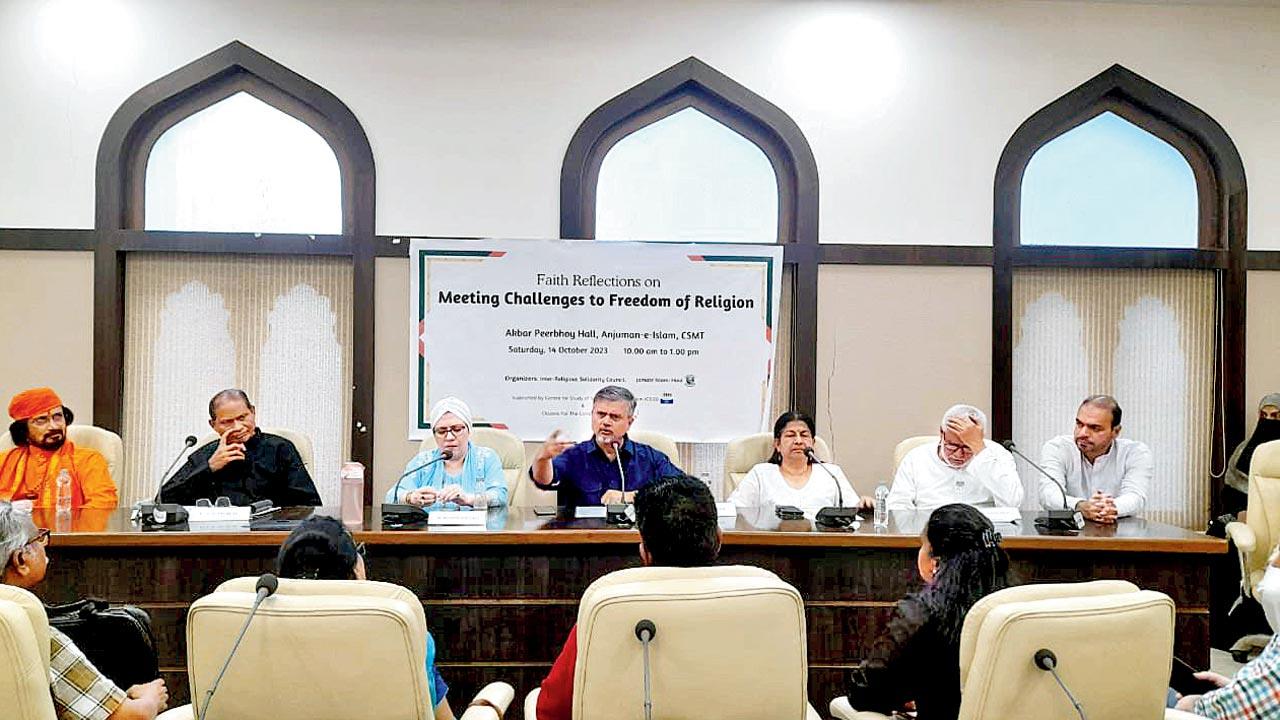 (Fourth from left) Manish Modi shares his views with the council