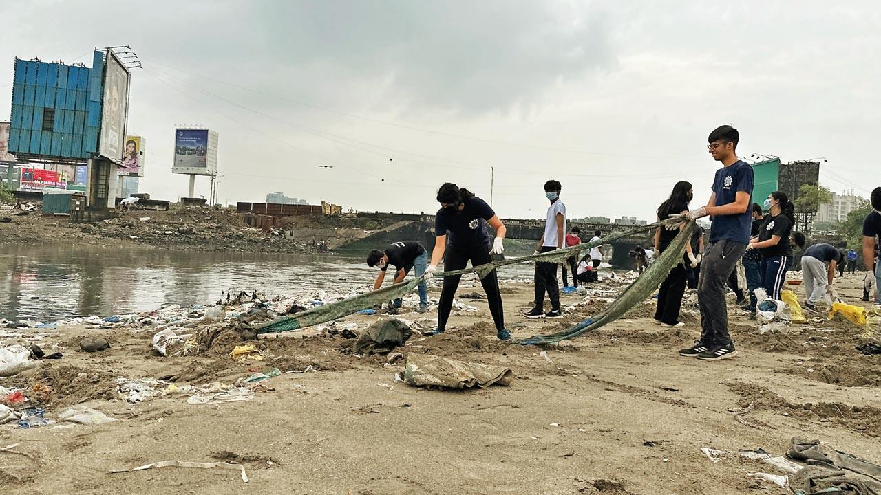 A previous clean-up session by the river