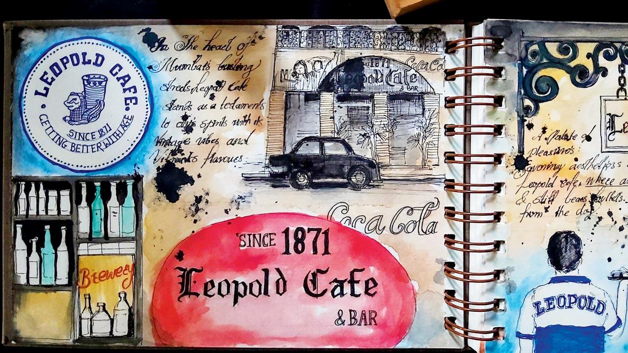 Artwork of famous markers of Leopold Café and bar. Pic Courtesy/Sayali Baraskar