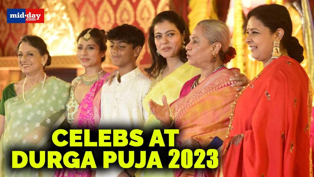 Durga Puja 2023: Kajol-Tanishaa pose with mom Tanuja; Jaya, Rupali At Pandal
