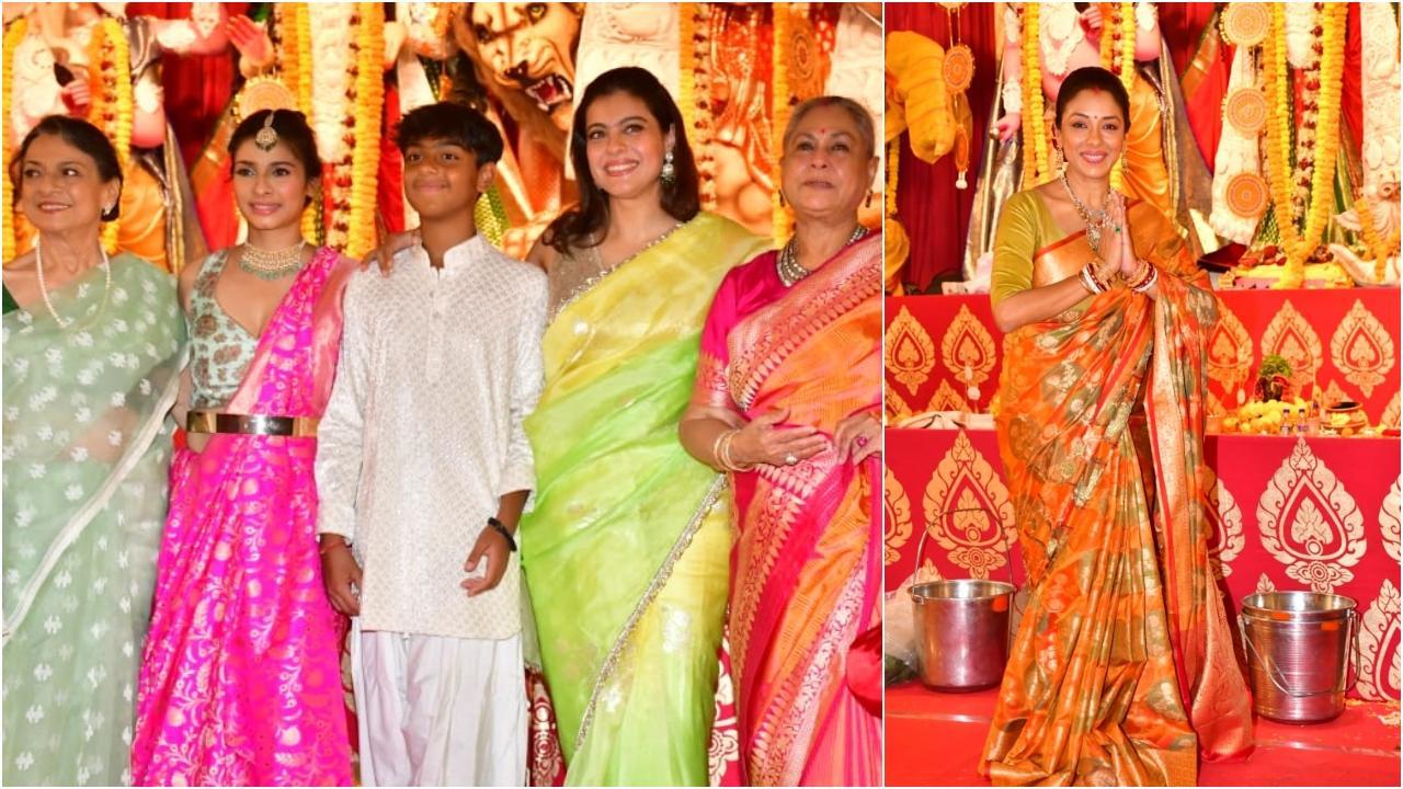 Tanuja, Tanishaa, Kajol, Jaya Bachchan and Rupali Ganguly. Pic/Yogen Shah