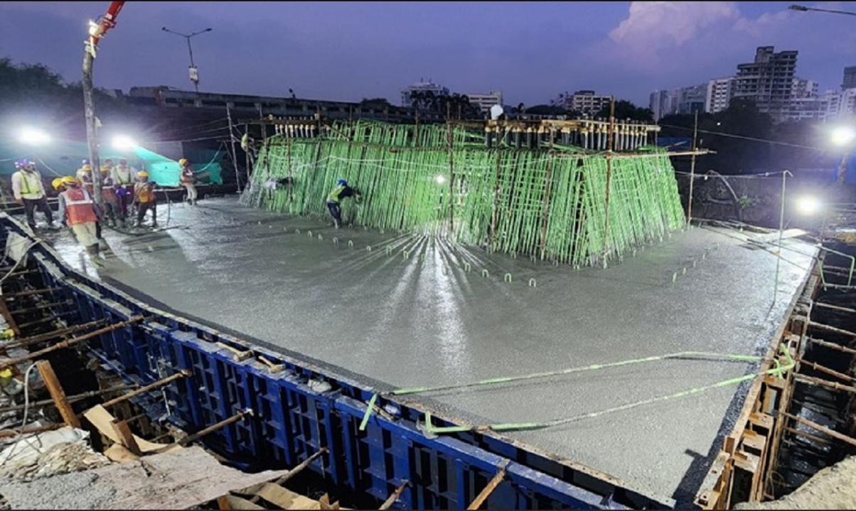 MMRDA completes concrete casting of pile foundation cap for cable-stayed bridge