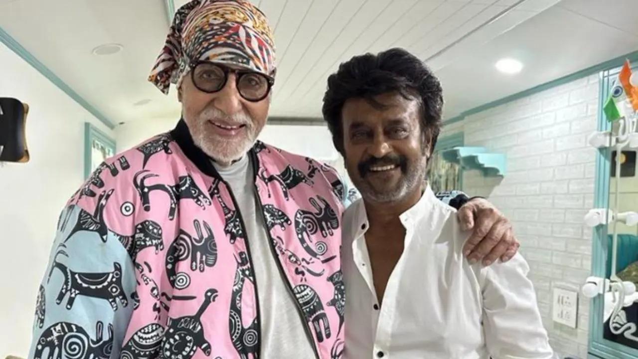 Rajinikanth gave his fans an update on his upcoming movie 'Thalaivar 170' by posting an adorable snap with Amitabh Bachchan. Read more