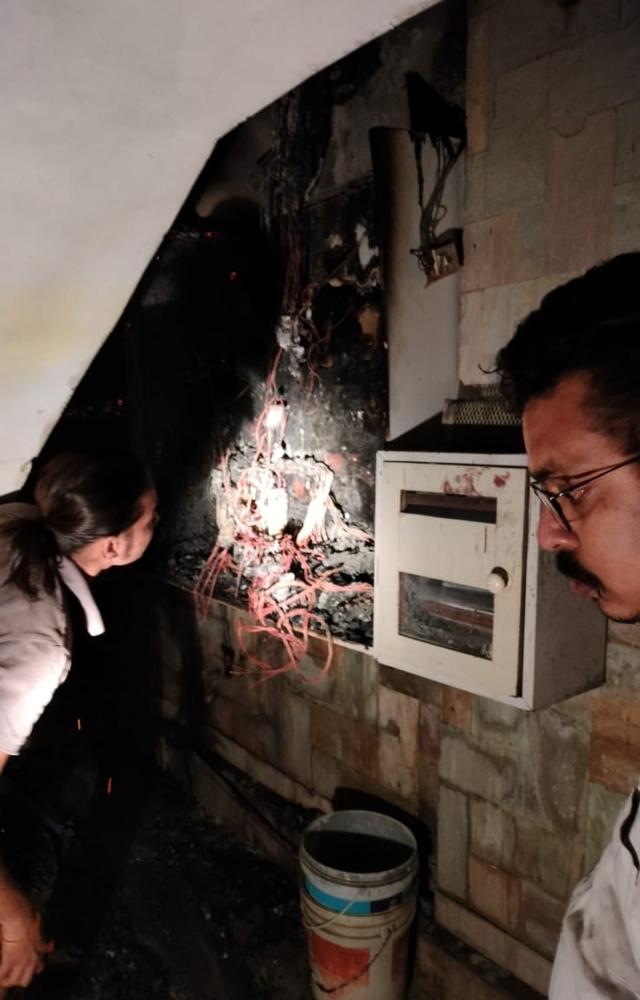 The fire broke out in the meter room of a ground-plus three-storey building around 3.30 am, the officials said