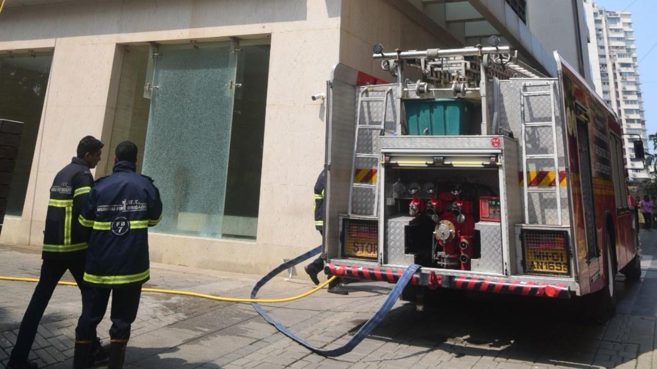 The fire was confined to a flat in the high-rise building. No one was injured in the fire, the official said