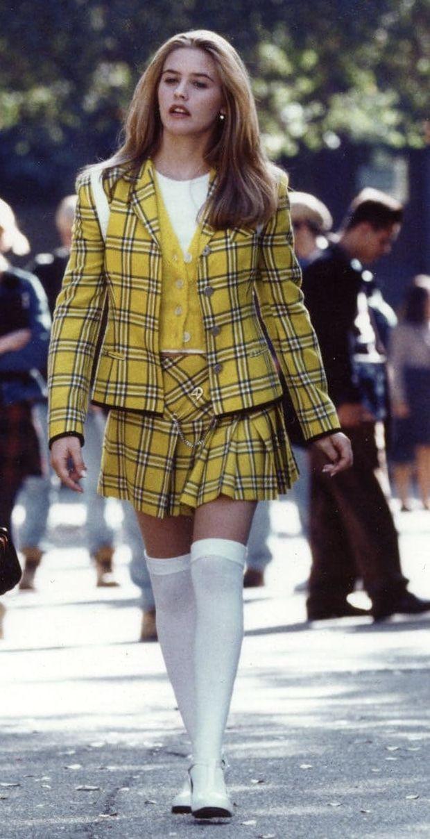 Another classic Halloween costume is Cher's plaid look from 'Clueless'. This look is so simple to complete with the yellow plaid skirt, matching vest & blazer