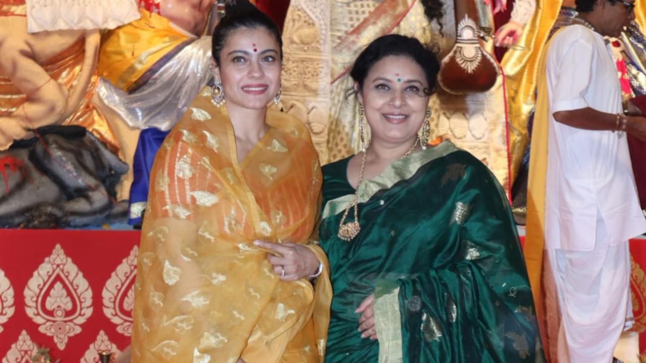 Durga Puja 2023: Kajol and cousin Sharbani Mukherjee spotted at family's pandal