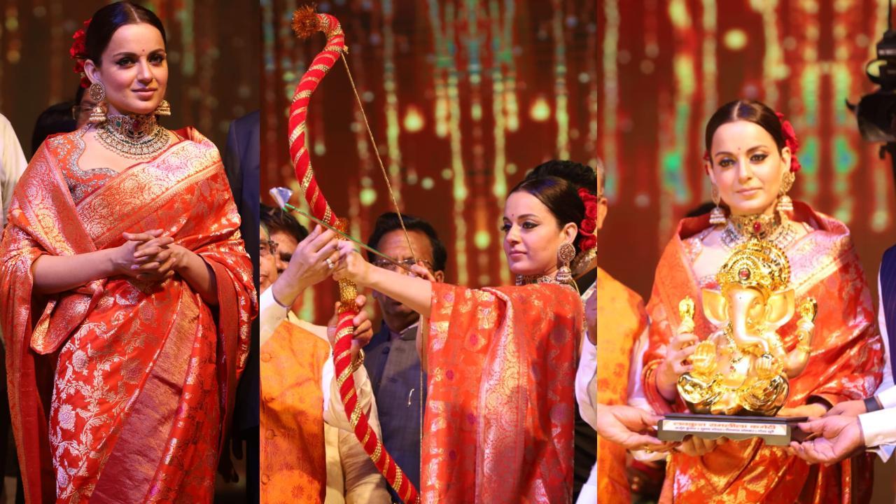 Dussehra 2023: Kangana Ranaut performs Ravan Dahan at Lav Kush Mela