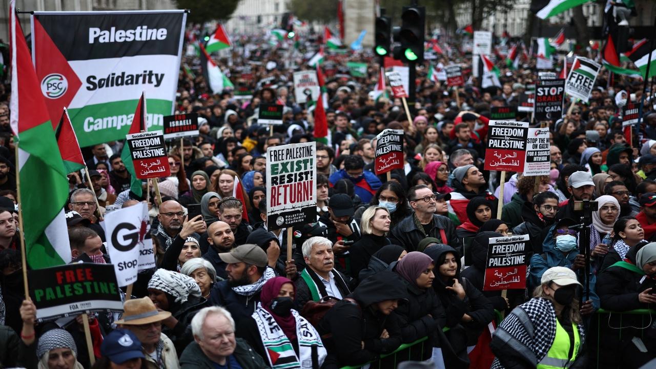 Across the border in the Republic of Ireland, thousands marched through the capital, Dublin, calling for an end to Israel’s bombardment