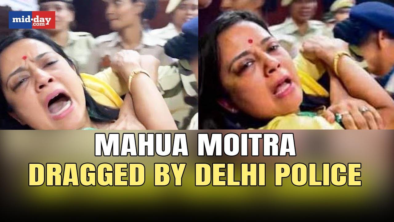 Mahua Moitra dragged by Delhi police regarding MGNREGA funds protests