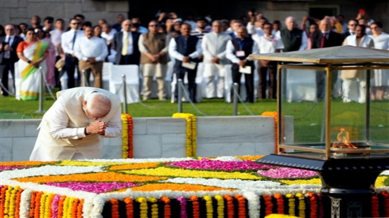 In Photos: PM Modi pays homage to Mahatma Gandhi at Rajghat