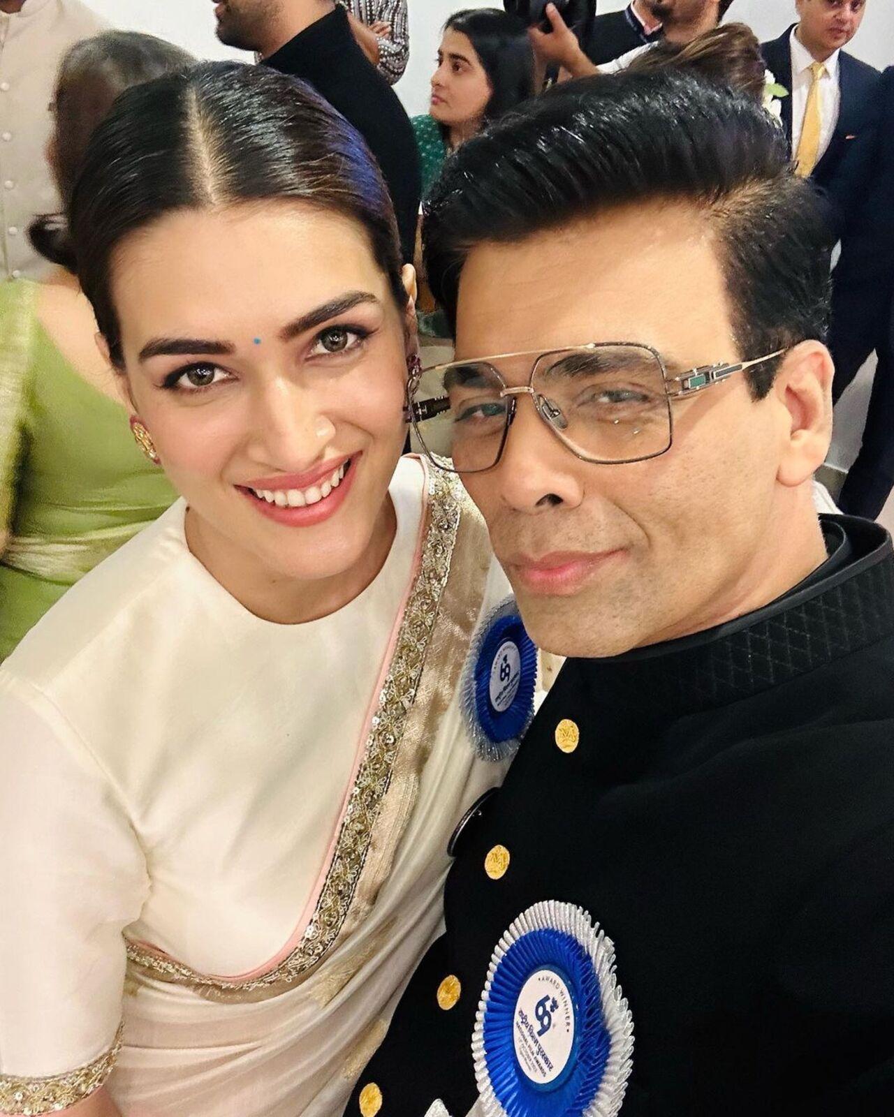 Kriti Sanon and Karan Johar posed for a lovely selfie at the National Award ceremony