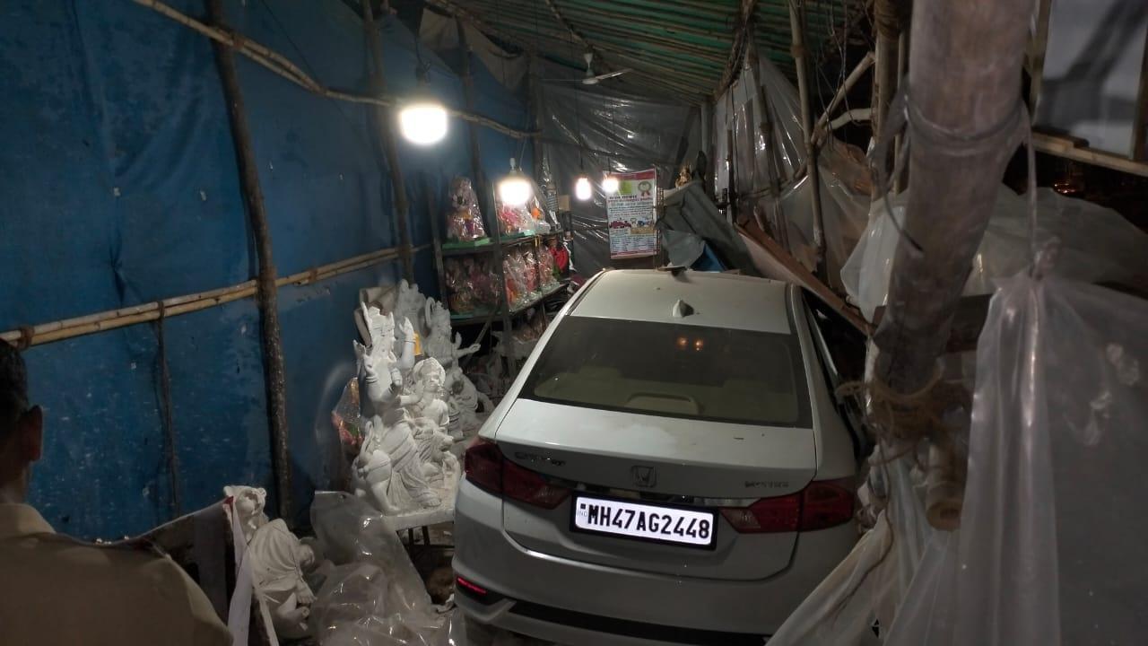Mumbai: Car loses control, crashes into idol-maker's workshop in Borivali