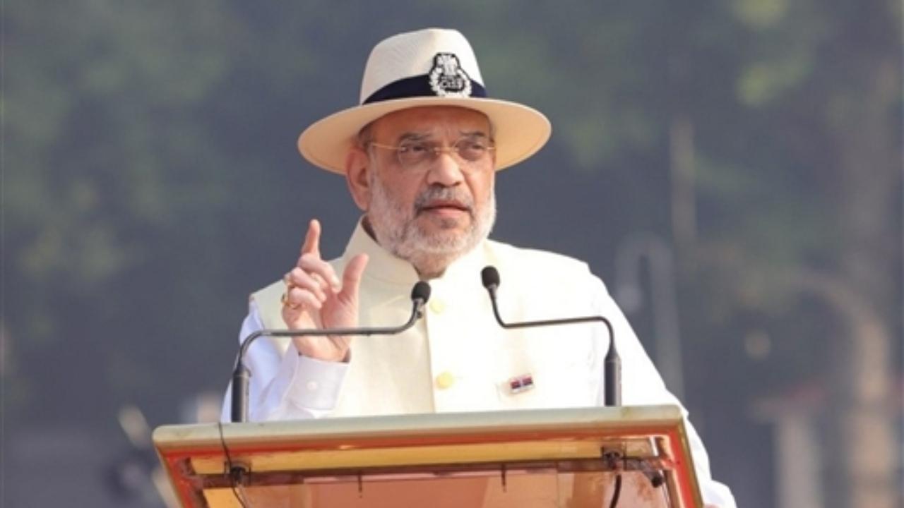 Union Home Minister Amit Shah addresses during the Police Commemoration Day ceremony, in New Delhi