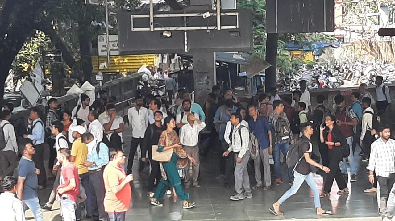 On Monday morning, commuters can be seen checking platform indicators at Borivali railway station to catch their trains. Peak-hour chaos is evident at various Western Railway (WR) stations due to train service cancellations