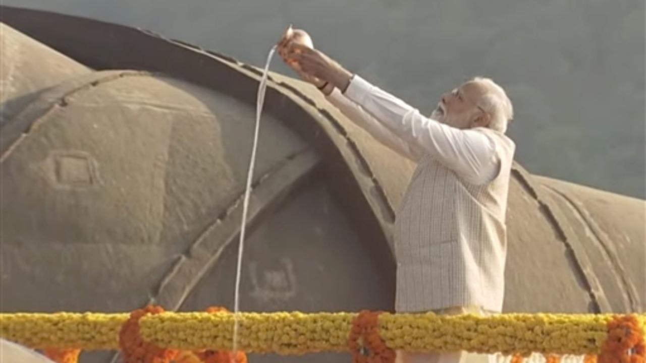 Modi paid floral tribute to Sardar Patel at the Statue of Unity at Kevadia in Gujarat's Narmada district on the occasion of the birth anniversary of India's first home minister