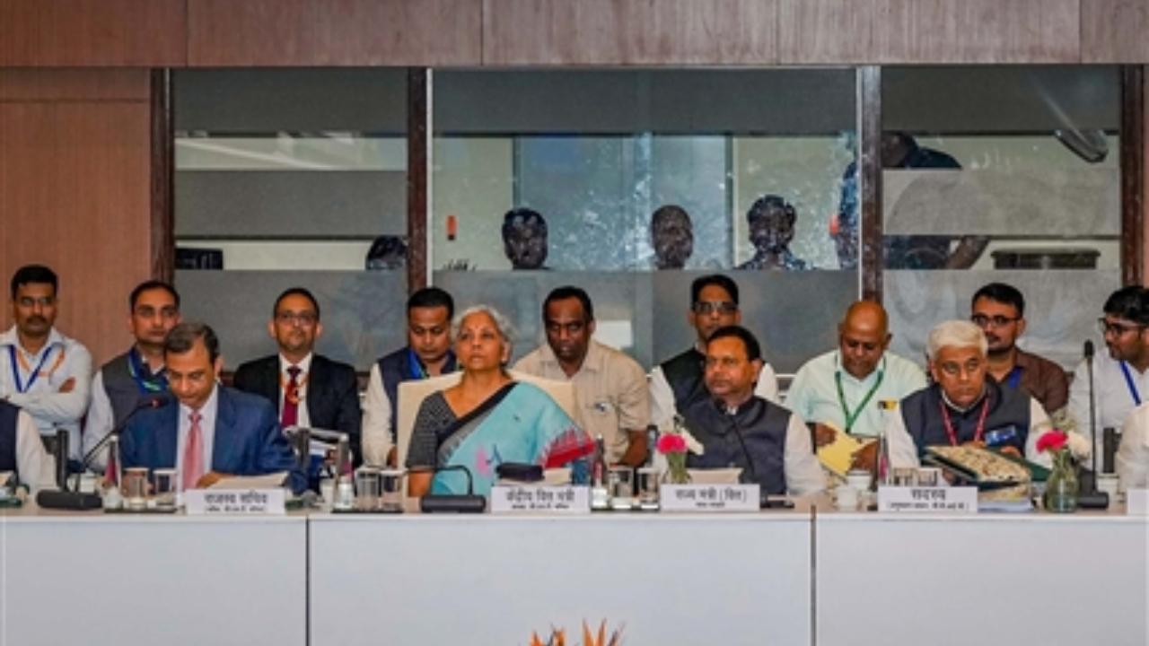 Finance Minister Nirmala Sitharaman with Union MoS for Finance Pankaj Chaudhary, Revenue Secretary Sanjay Malhotra and others during the 52nd Goods and Services Tax (GST) Council Meeting, in New Delhi, Saturday, Oct. 7, 2023