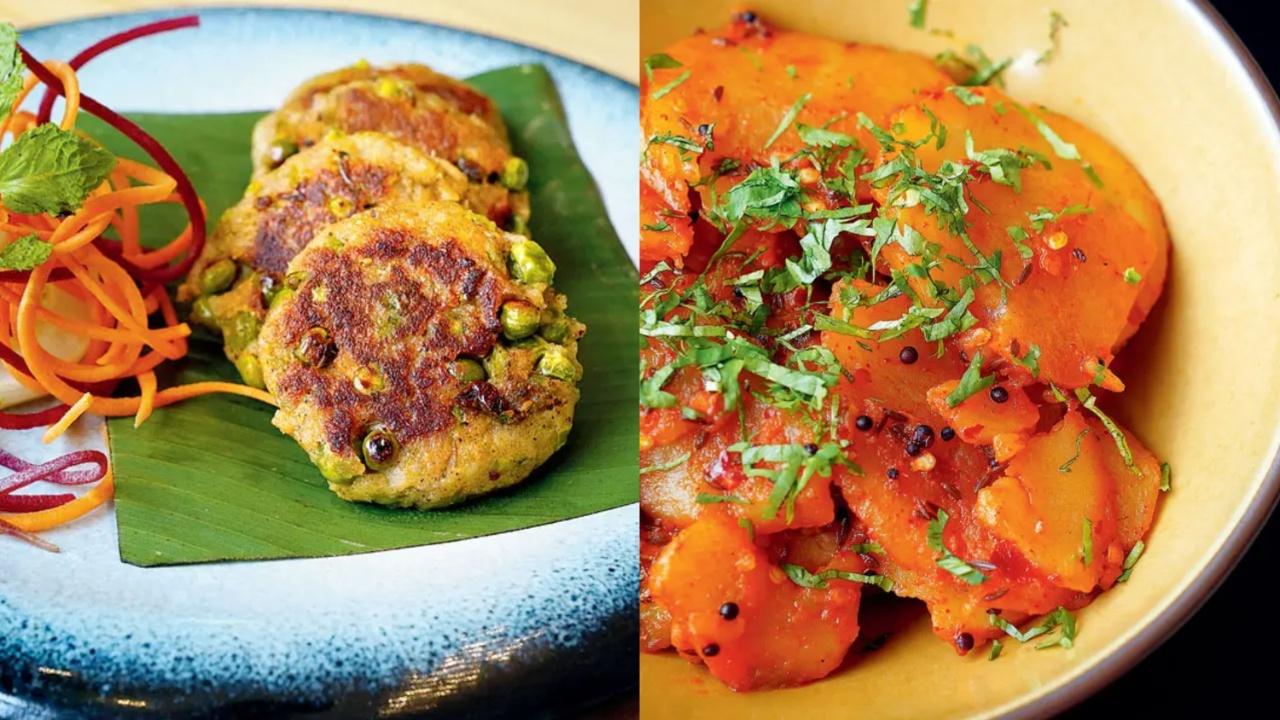 The aloo and pani phal ki tikki (potato and water chestnut) had a firm bite. Their aloo katli too was scrumptious and had slightly more spice than the Lucknowi versions of these dishes cooked frequently at home. In Photo: Aloo pani phal ki tikki /Aloo Katli