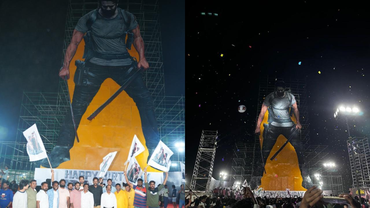 Prabhas Birthday 2023: 'Darling' fans create record with biggest cut out of 'Salaar' poster