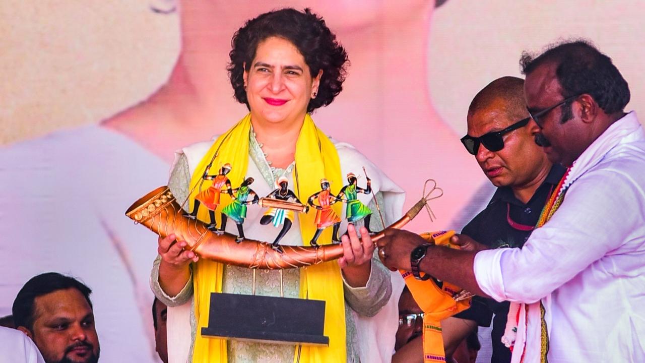 Besides announcing a slew of promises, including implementation of the Old Pension Scheme (OPS), Priyanka Gandhi also declared that her party, if voted to power in MP, will provide not only free education to students from Std I to Std XII, but also give Rs 500 per month to students from Std I to Std VIII, Rs 1,000 a month to those in Std IX and Std X and 1,500 for Std XI and Std XII
