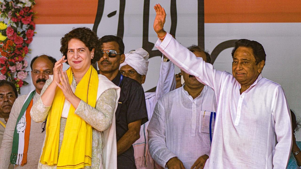 IN PHOTOS: Congress leader Priyanka Gandhi reaches MP, demands caste census