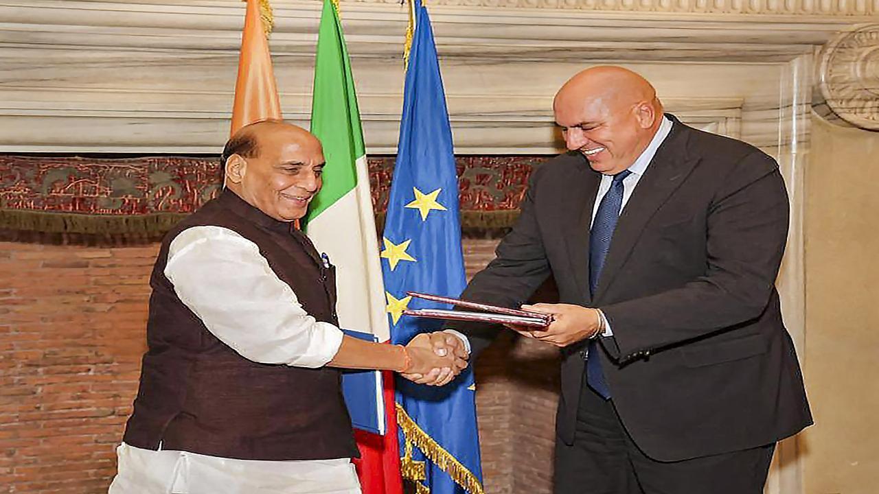 In Pics: Rajnath signs defence cooperation agreement with Italian counterpart