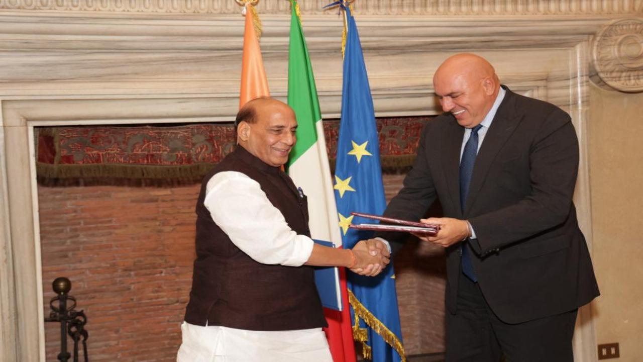 India's Defence Minister, Rajnath Singh, engaged in talks with his Italian counterpart Defence Minister, Guido Crosetto, in Rome during the first leg of his official visit to Italy and France