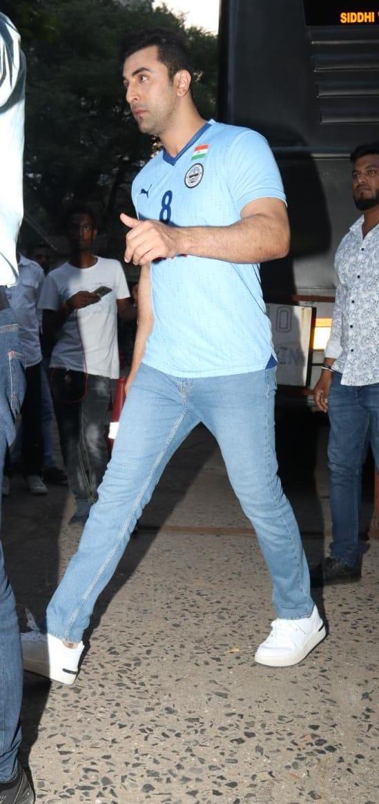 The actor was photographed once again at Filmistan this time in his favourite choice of jersey and jeans
