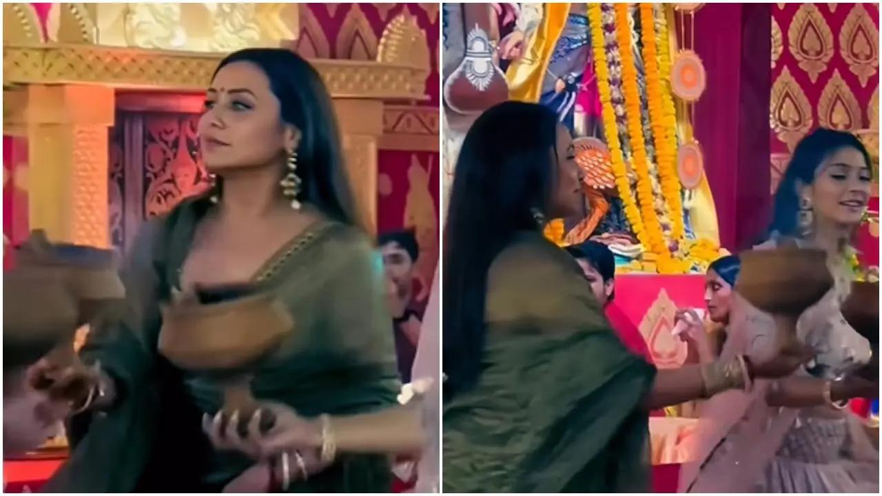 Durga Puja 2023: Rani Mukerji offered prayers during the Ashtami Sandhi Puja at her family's North Bombay Sarbojanin Durga Puja pandal. She also performed the traditional dhunuchi naach. Read More