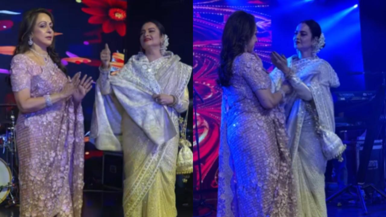 Rekha Dance Video Xxx - Inside Hema Malini's 75th birthday bash: Rekha grooves to 'Kya Khoob Lagti  Ho' with birthday girl