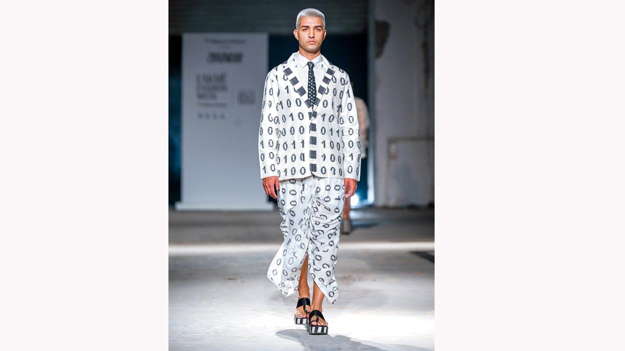 Abraham & Thakore’s dhoti-suit worn with platform footwear is something of “a mood” this season 