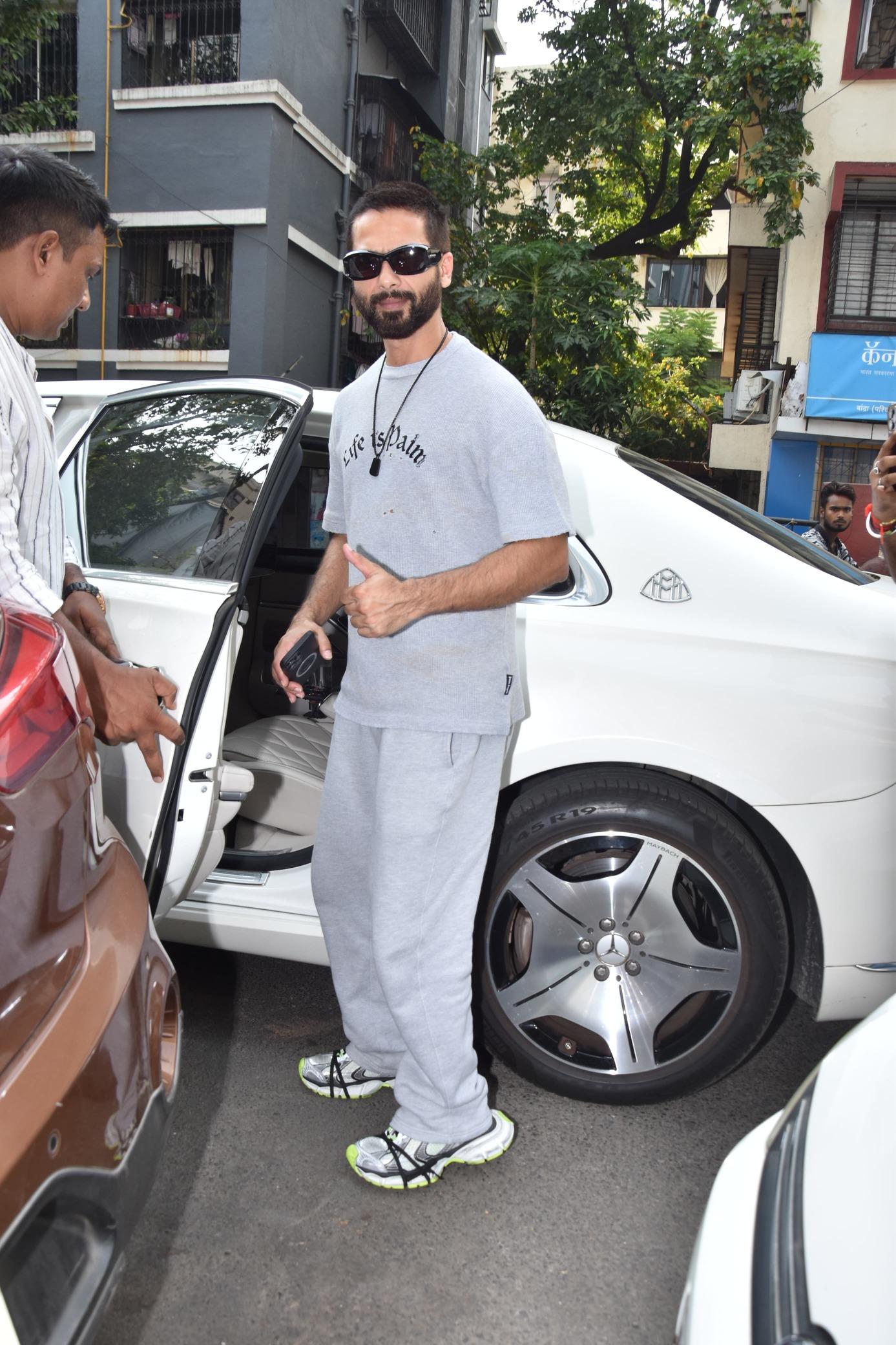 Shahid Kapoor was seen in the city in an all-grey athleisure wear