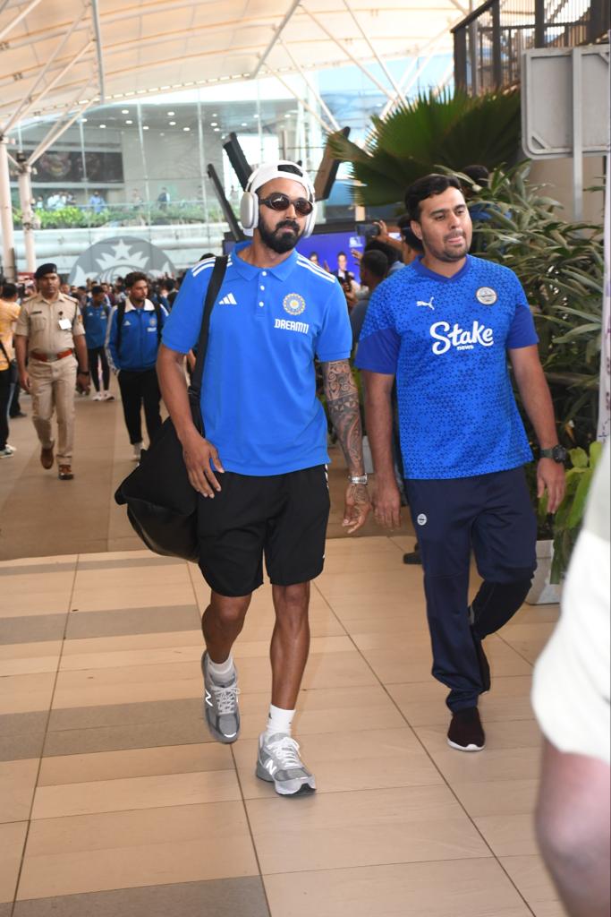 KL Rahul was spotted at the airport as the Indian team returned to the city after their big win against England