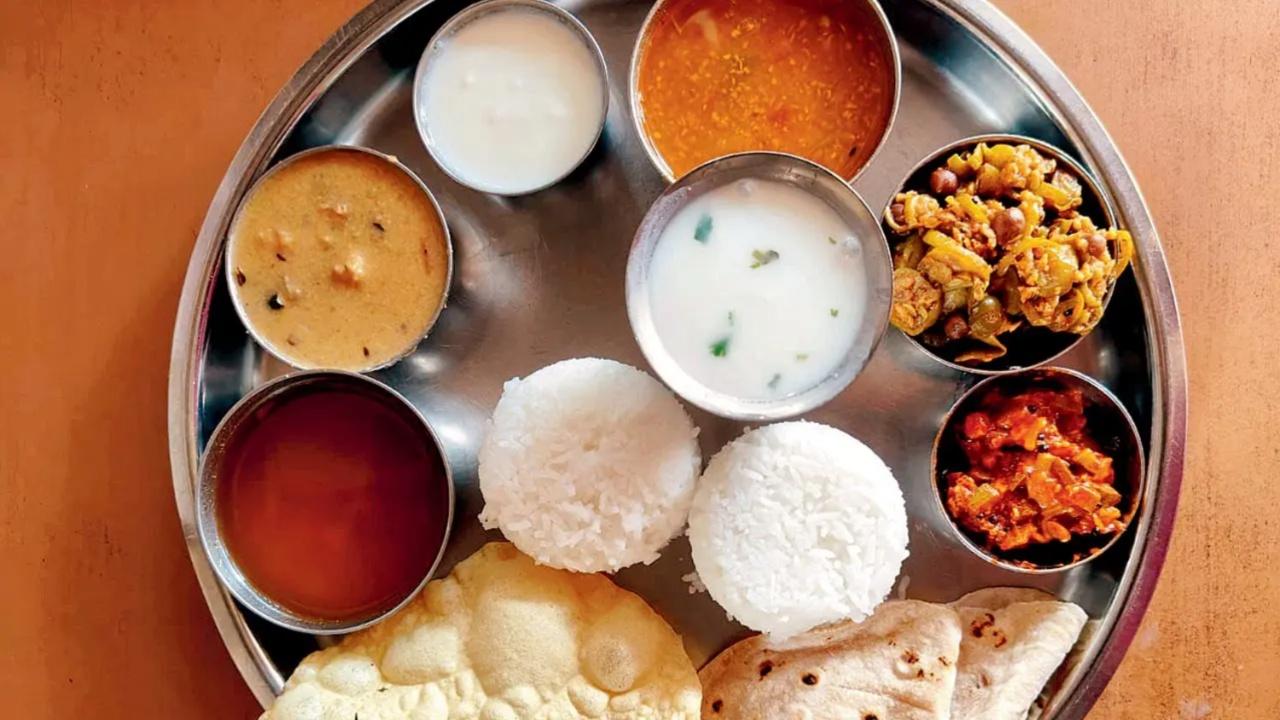 The city has several nooks that serve South Indian platters. Taste this limited Kerala thali that includes two chapatis, rice, sambar, rasam, papadam, dahi, pickle, dry and gravy sabzis.At Mani’s Lunch Home, shop no 1, plot no 53, ground floor, Sion. Call 24079584 Cost Rs 95