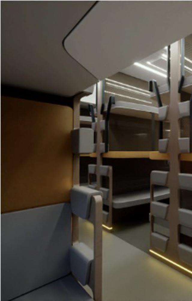 These features include wider berths, well-lit interiors, spacious restroom facilities, a compact pantry for onboard dining, and advanced safety measures