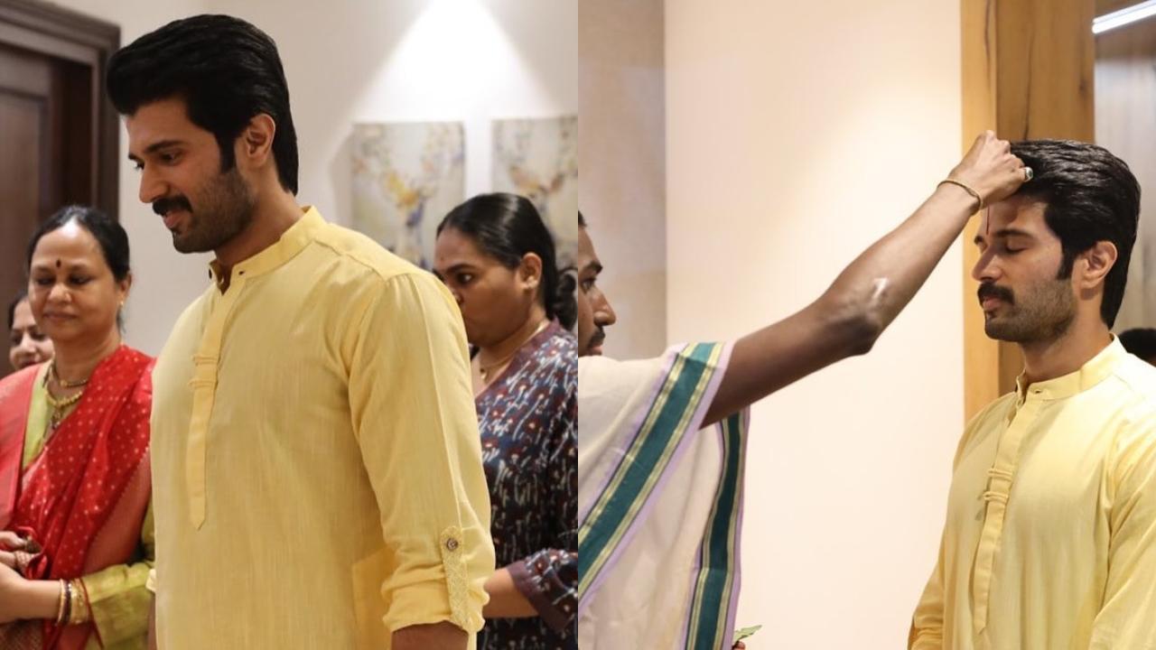 Vijay Deverakonda performs Dussehra puja at home, shares pics with family