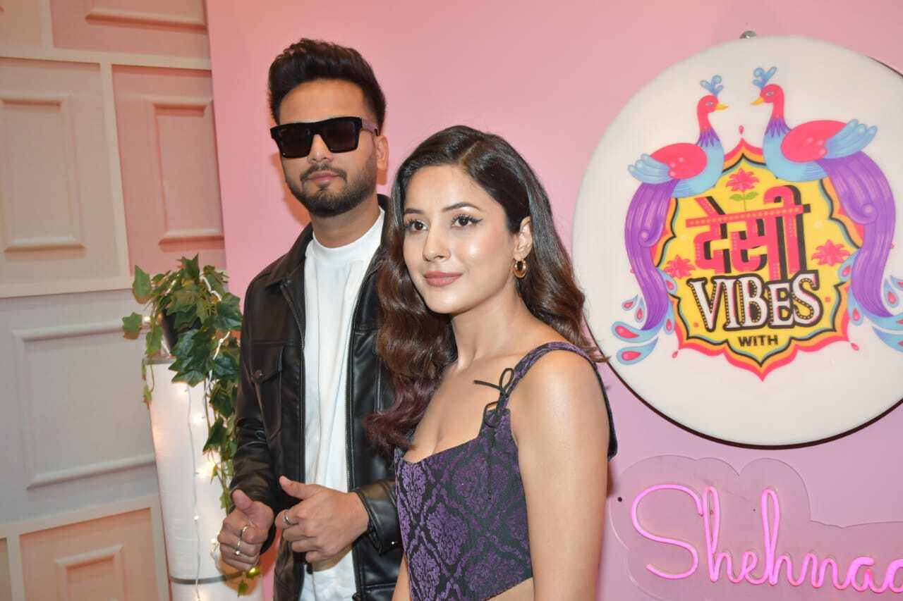 Shehnaaz Gill and Elvish Yadav got clicked as the actress hosted the Bigg Boss OTT winner on her chat show, 'Desi Vibes with Shehnaaz Gill'