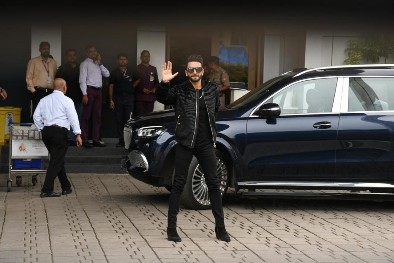 Ranveer Singh opted for an all-black outfit as he went out and about