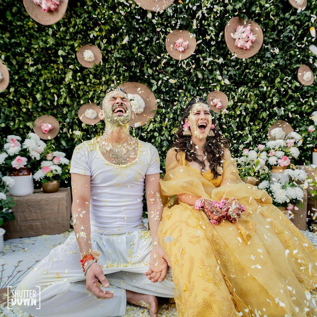 Vikrant and Sheetal appeared to be a match made in heaven as they donned coordinating shades of white and yellow, exuding sheer elegance.